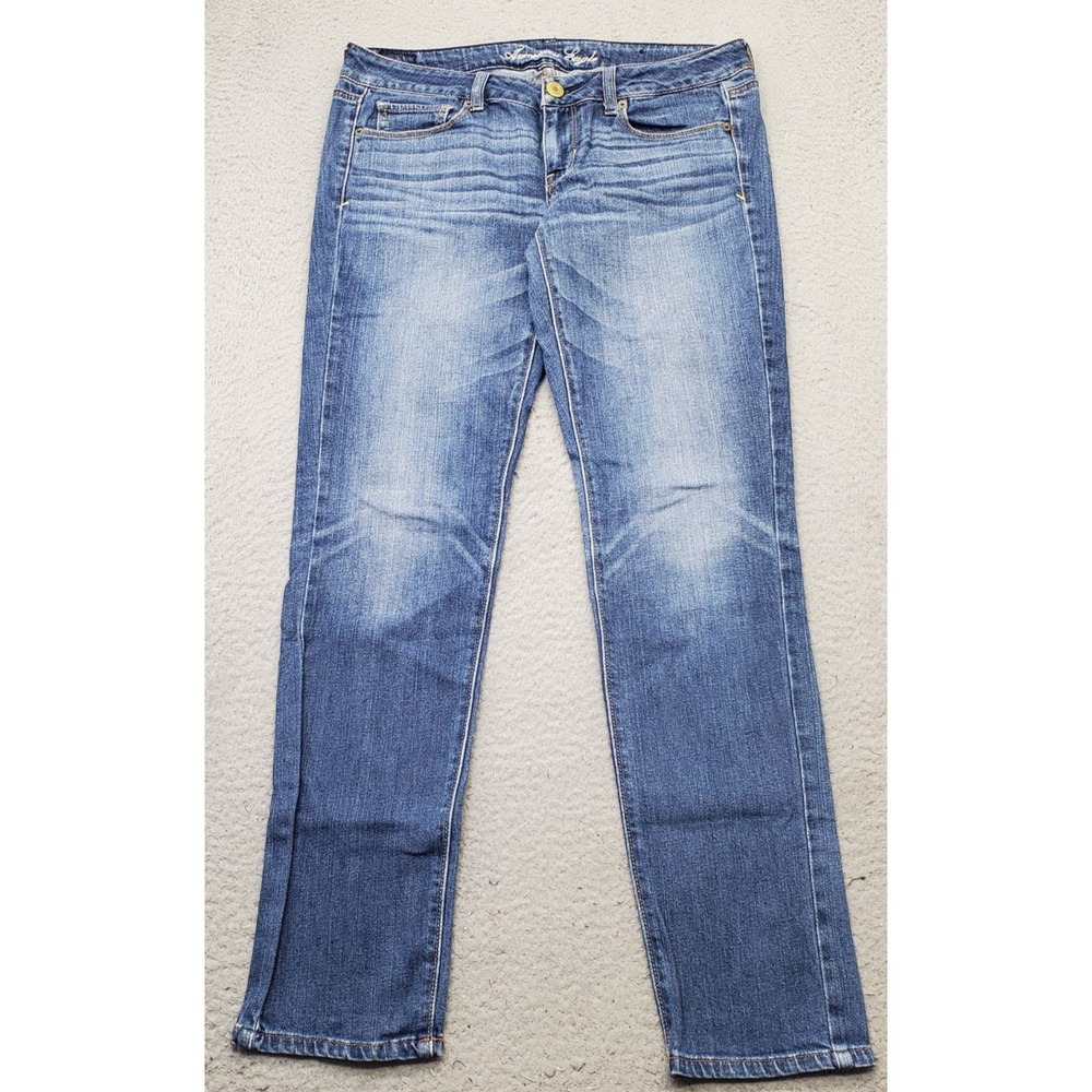 American Eagle Outfitters Skinny Jeans Womens 6 Blue Denim Stretch Whiskered